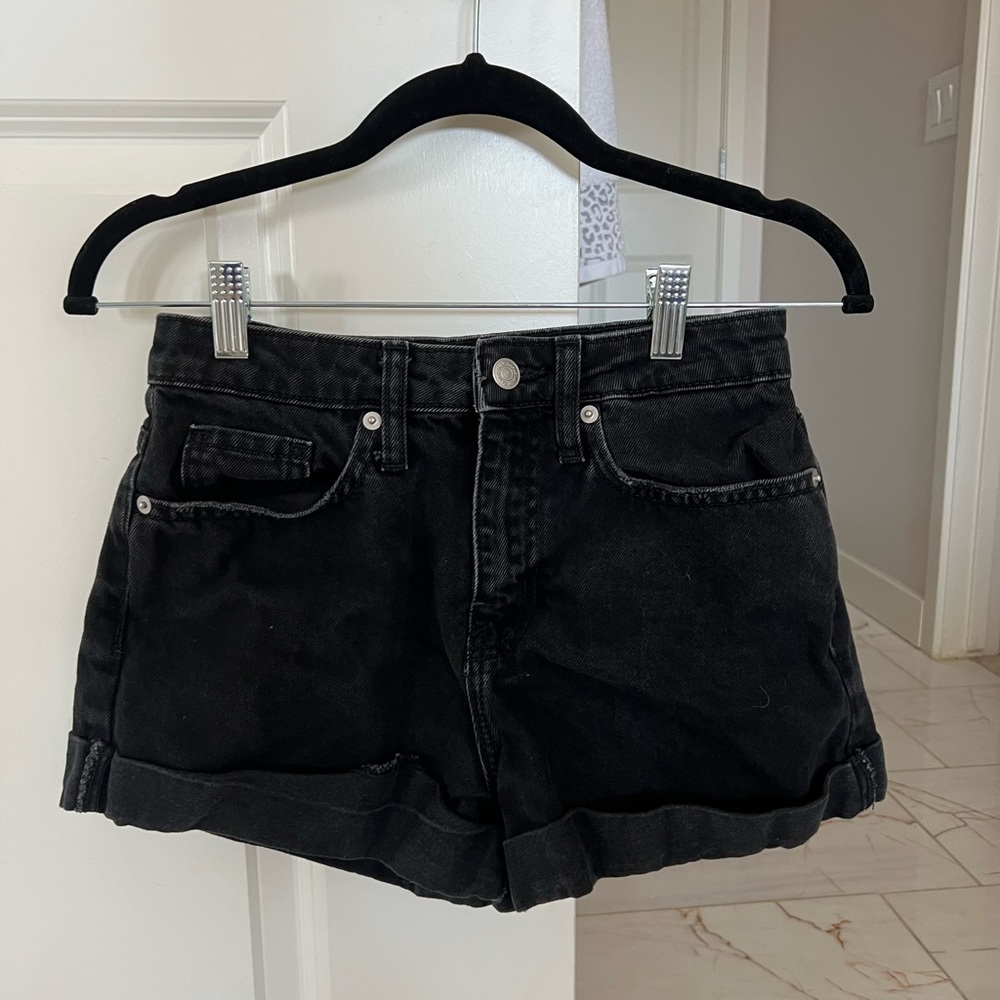 High waisted black jean shorts